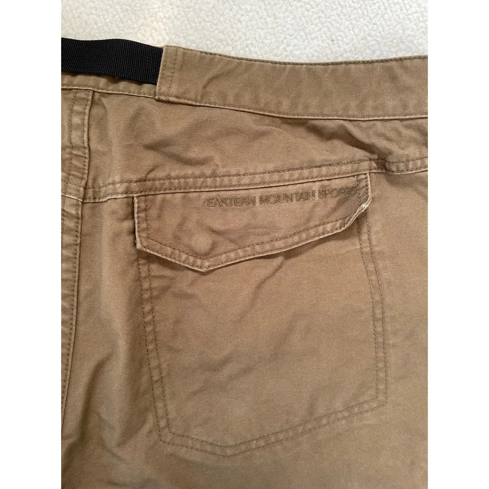 90s Eastern Mountain Sports Mens 38‎ Hiking Pants Brown Canvas Belted Cargo
